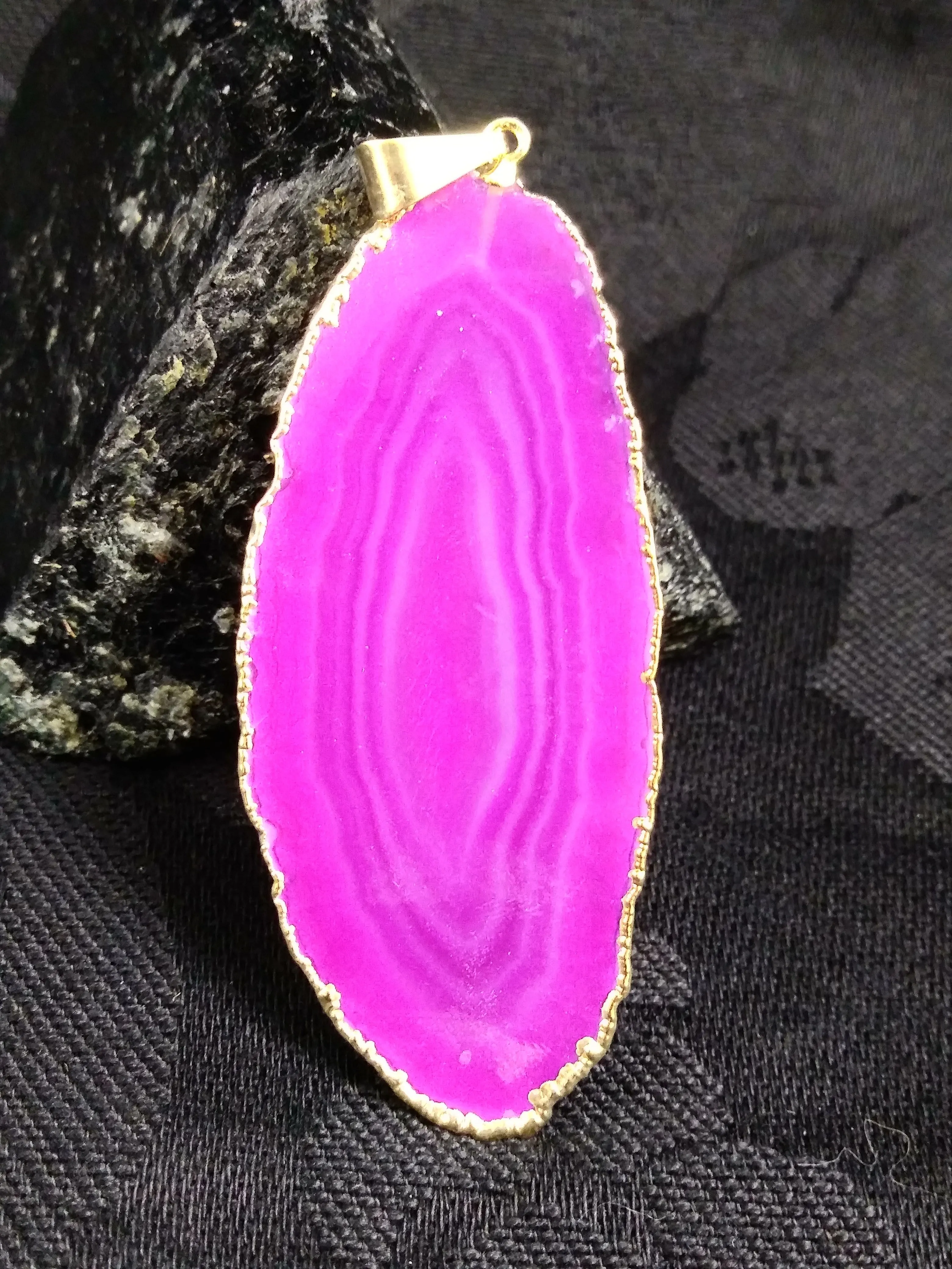 Magenta Agate Slice Pendant