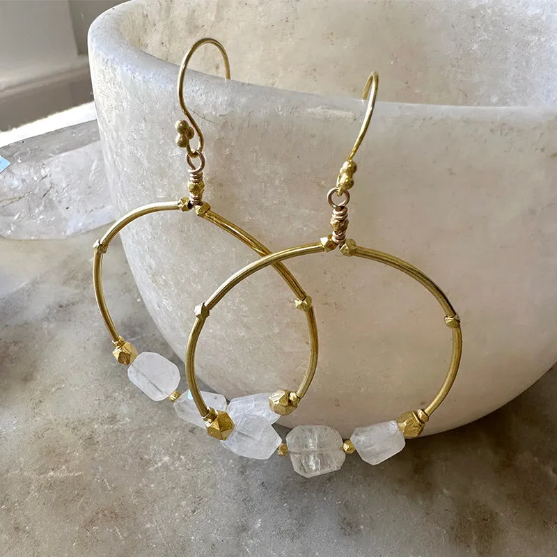 Marina Moonstone Hoop Earrings