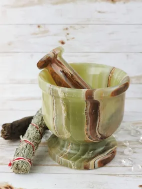 Medium Mortar and Pestle, Green Onyx