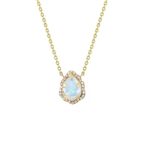 Micro Queen Water Drop Moonstone Necklace with Pavé Diamond Halo