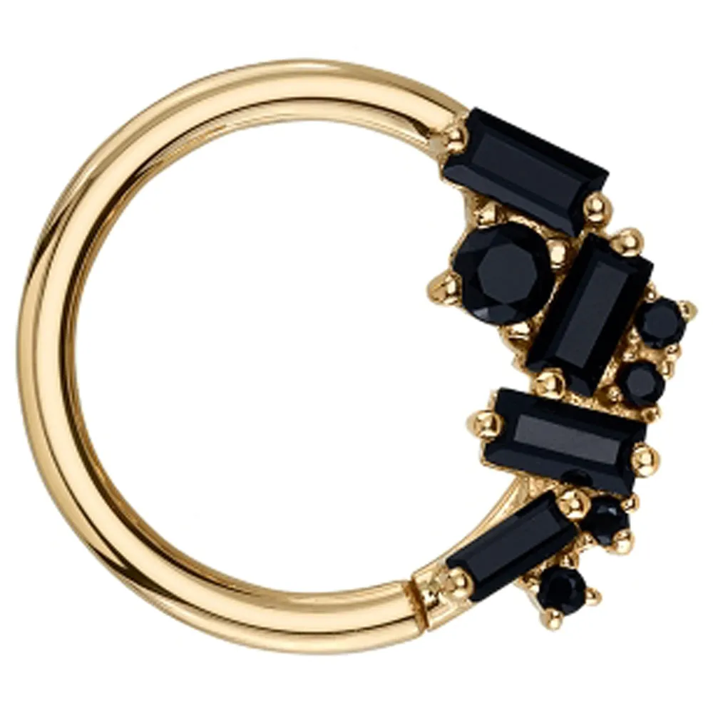 Myriad Seam Ring in Gold with Onyx