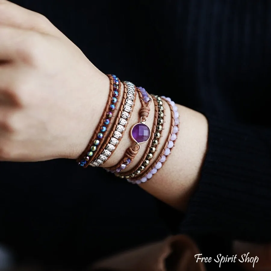 Natural Amethyst & Pyrite Wrap Bracelet