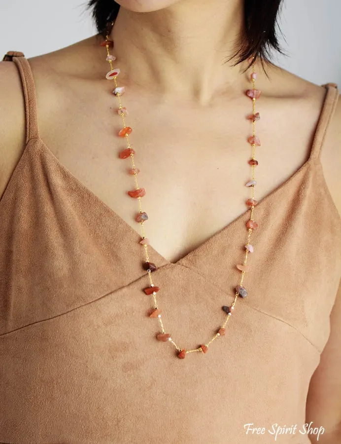 Natural Carnelian Gemstone Necklace