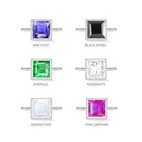 Natural Gemstone Bezel 2.5mm 14k White Connectors for Permanent Jewelry