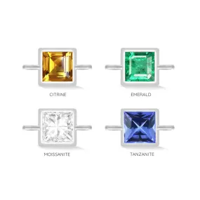 Natural Gemstone Bezel 3mm 14k White Connectors for Permanent Jewelry