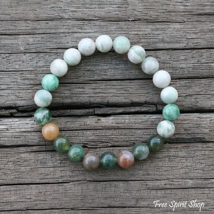 Natural Lucky Jasper & Indian Agate Bead Bracelet