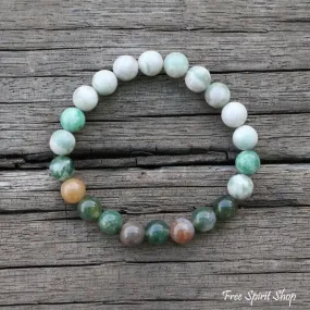 Natural Lucky Jasper & Indian Agate Bead Bracelet