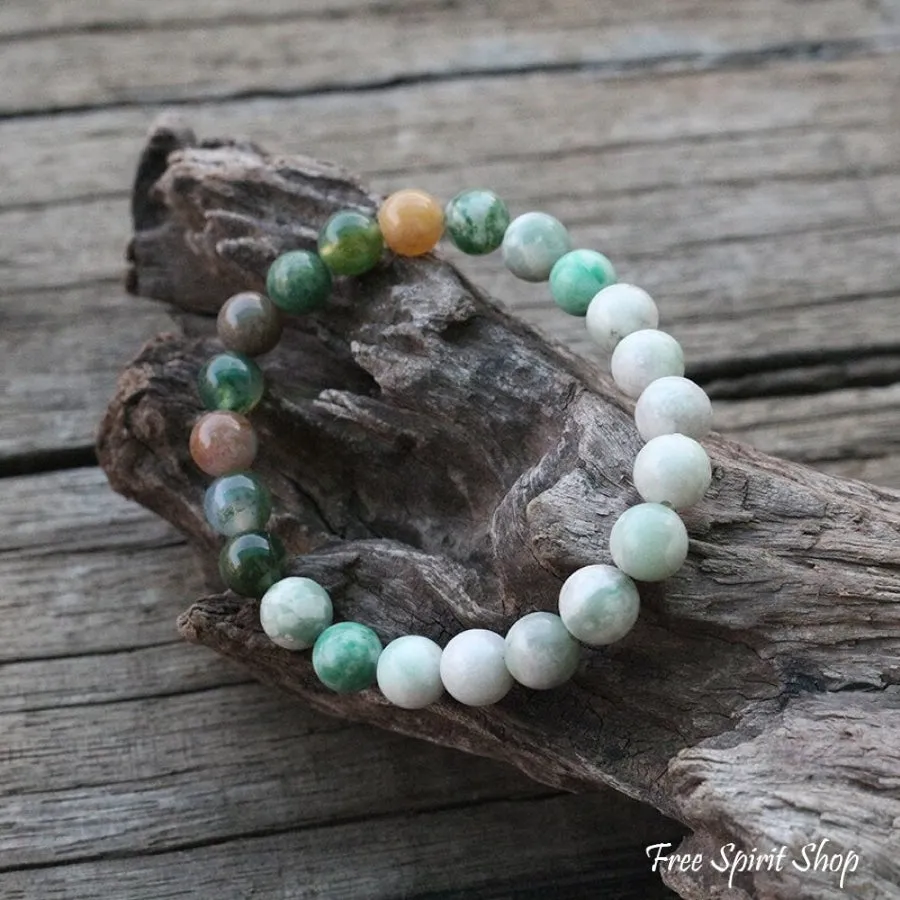 Natural Lucky Jasper & Indian Agate Bead Bracelet