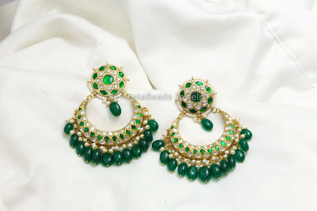 Next To Real Fine Green Jadau Chandbaali-ABJ101-15