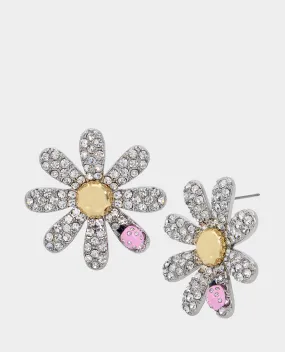 OHH A DAISY FLOWER POST EARRINGS RHINESTONE