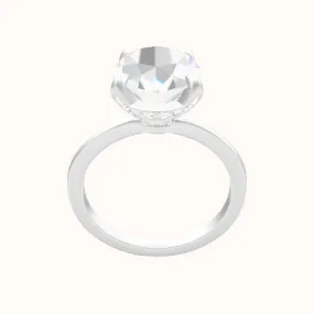 Open Solitaire Engagement Ring With Pave Basket Head