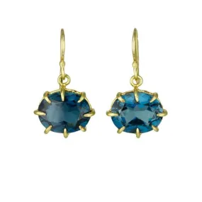 Oval Faceted Blue Topaz Earrings