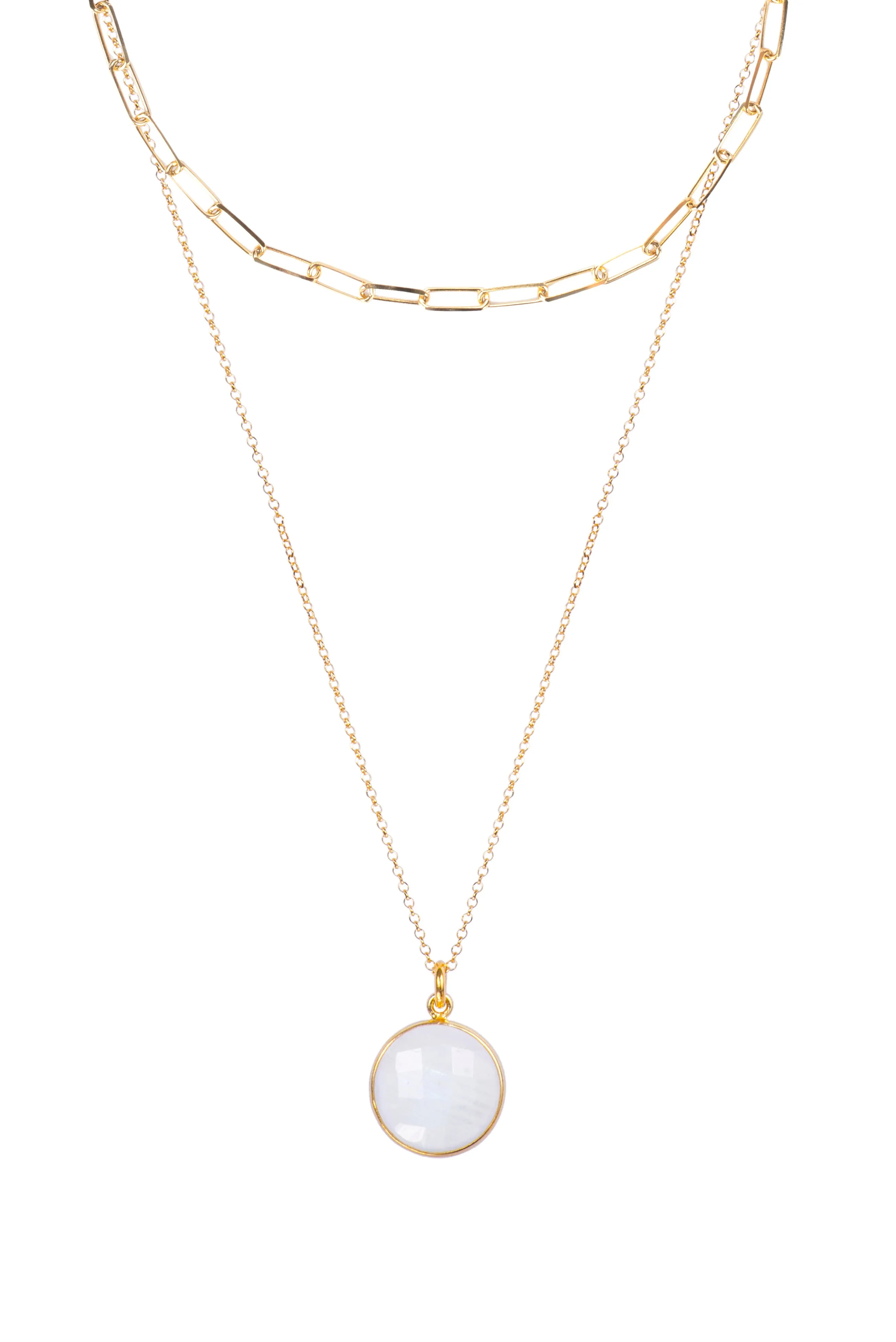 PAPERCLIP + MOONSTONE NECKLACE | SET