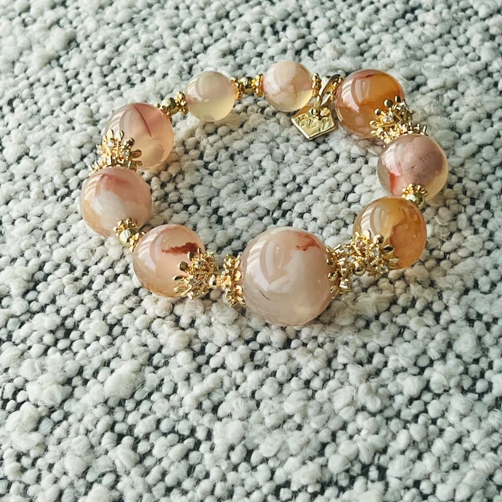 Peach Sakura Agate Supreme Bracelet