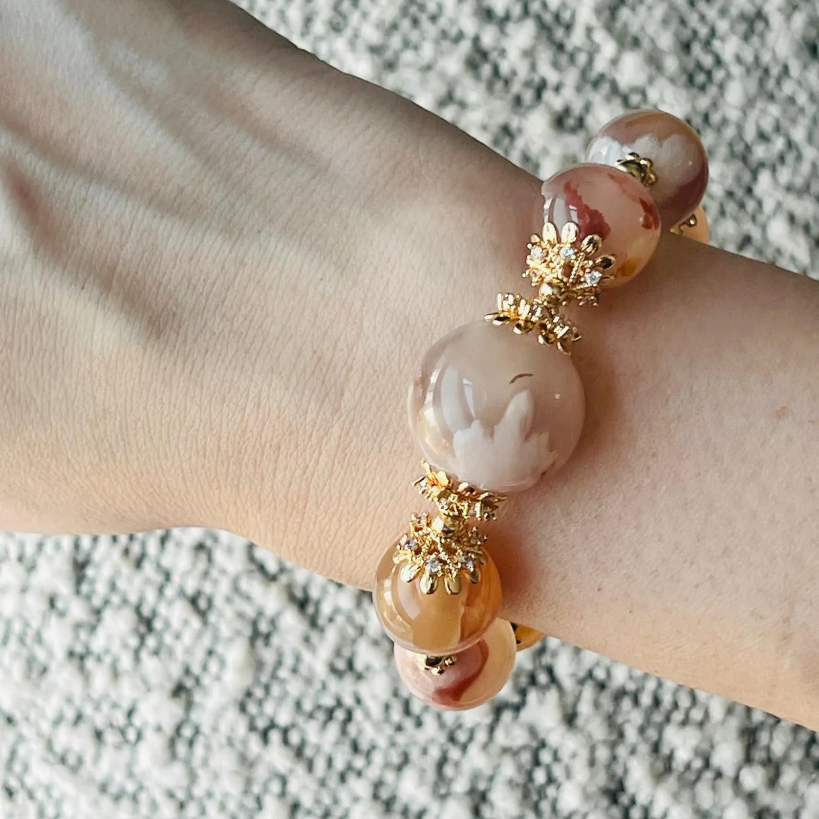 Peach Sakura Agate Supreme Bracelet