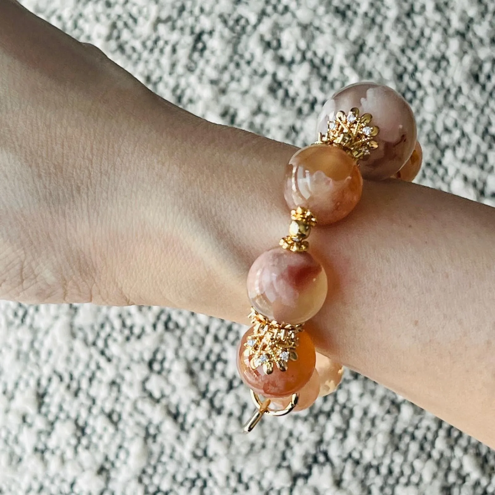 Peach Sakura Agate Supreme Bracelet