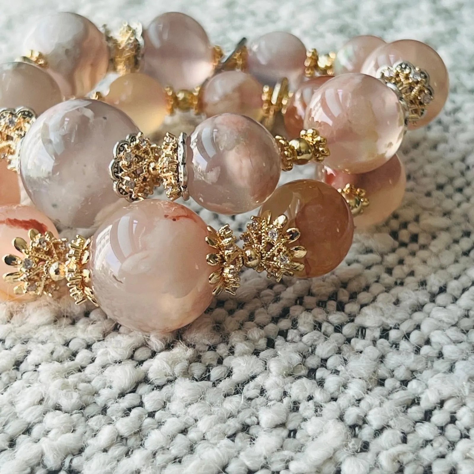 Peach Sakura Agate Supreme Bracelet