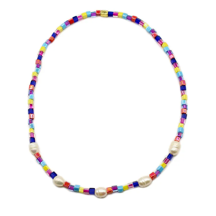 Pearl Rainbow Beaded Choker