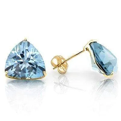 PERFECT 0.9 CARAT TW (2 PCS) BLUE TOPAZ 10K SOLID YELLOW GOLD EARRINGS