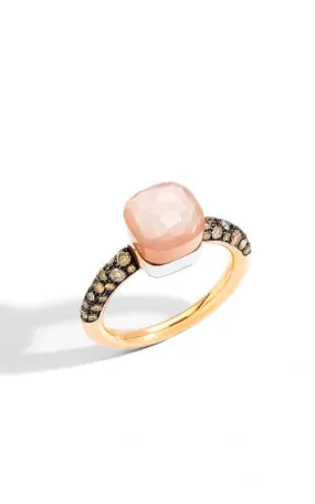 Pomellato Nudo Petite Ring 18k Rose Gold with Light Brown Moonstone/Brown Diamonds PAB7040O6BKRBRADL