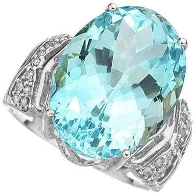 PRETTY 10.704 CARAT TW (23 PCS) BLUE TOPAZ & GENUINE DIAMOND 10K SOLID WHITE GOL