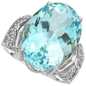 PRETTY 10.704 CARAT TW (23 PCS) BLUE TOPAZ & GENUINE DIAMOND 10K SOLID WHITE GOL