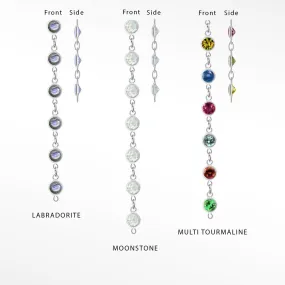 Prismatic Natural Gemstone 14k White Gold Chain for Permanent Jewelry