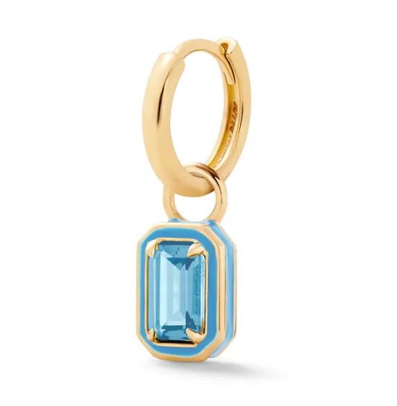 Rectangular Cocktail Huggie Blue Topaz