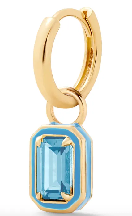 Rectangular Cocktail Huggie Blue Topaz