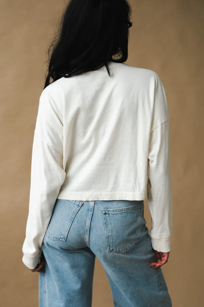 RELAXED CROP LONG SLEEVE TEE BONE