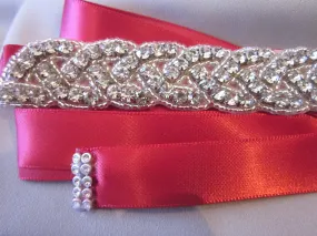 Rhinestone Belt With Red Sash Style S213