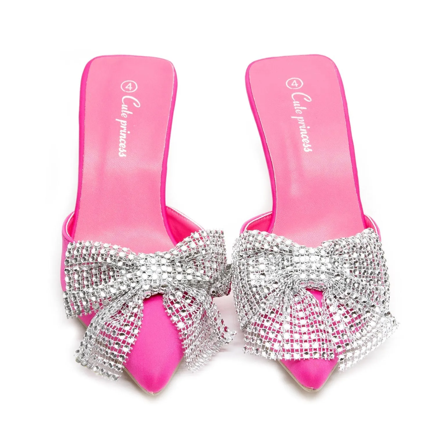 Rhinestone Bow-Knot Short Heel