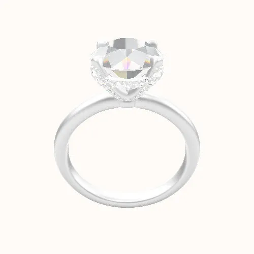 Rounded Solitaire Engagement Ring With Pave Basket Head