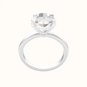 Rounded Solitaire Engagement Ring With Pave Basket Head