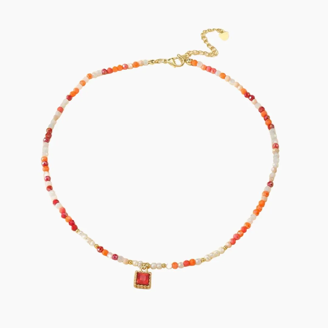 Scarlet Sunrise Crystal Choker Necklace