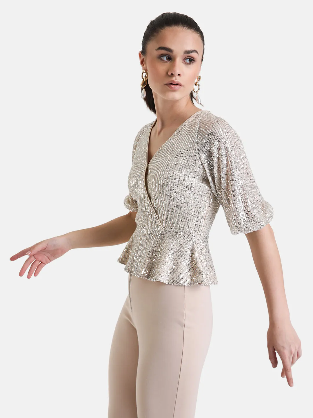 Sequin Wrap Top