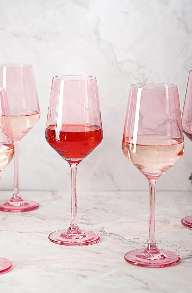 SET OF 6 ROSE COLORED (WINE) GLASSES