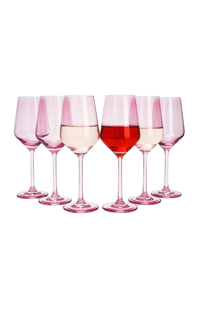 SET OF 6 ROSE COLORED (WINE) GLASSES