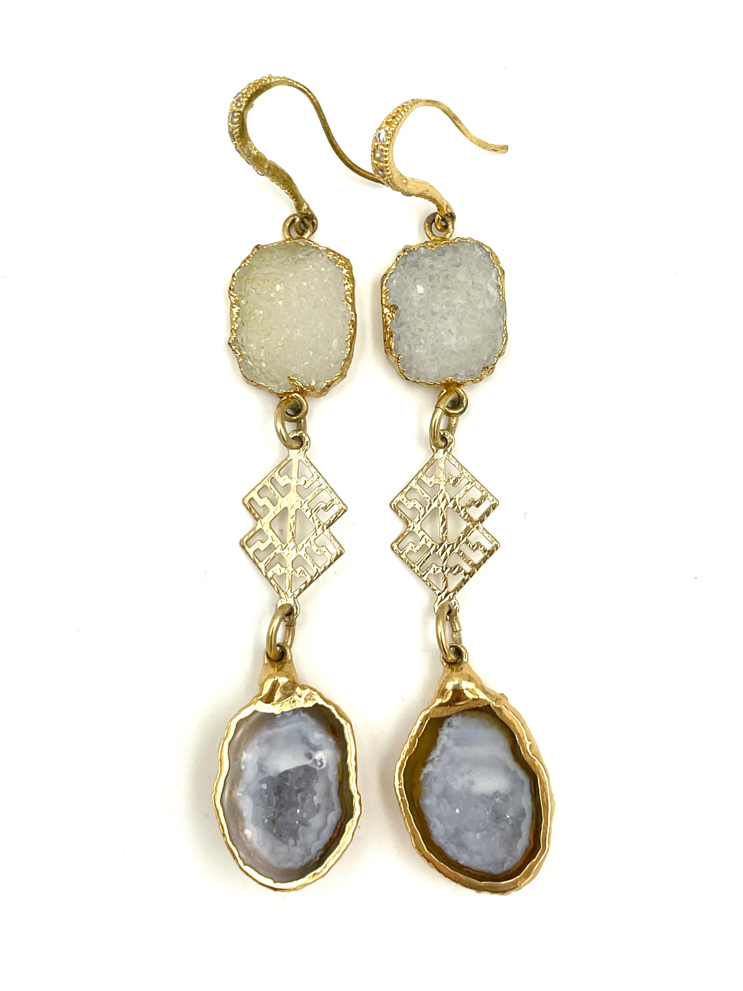 Sliced Agate Geode Earrings