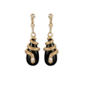 Snake Wrapped Onxy Drop Earrings