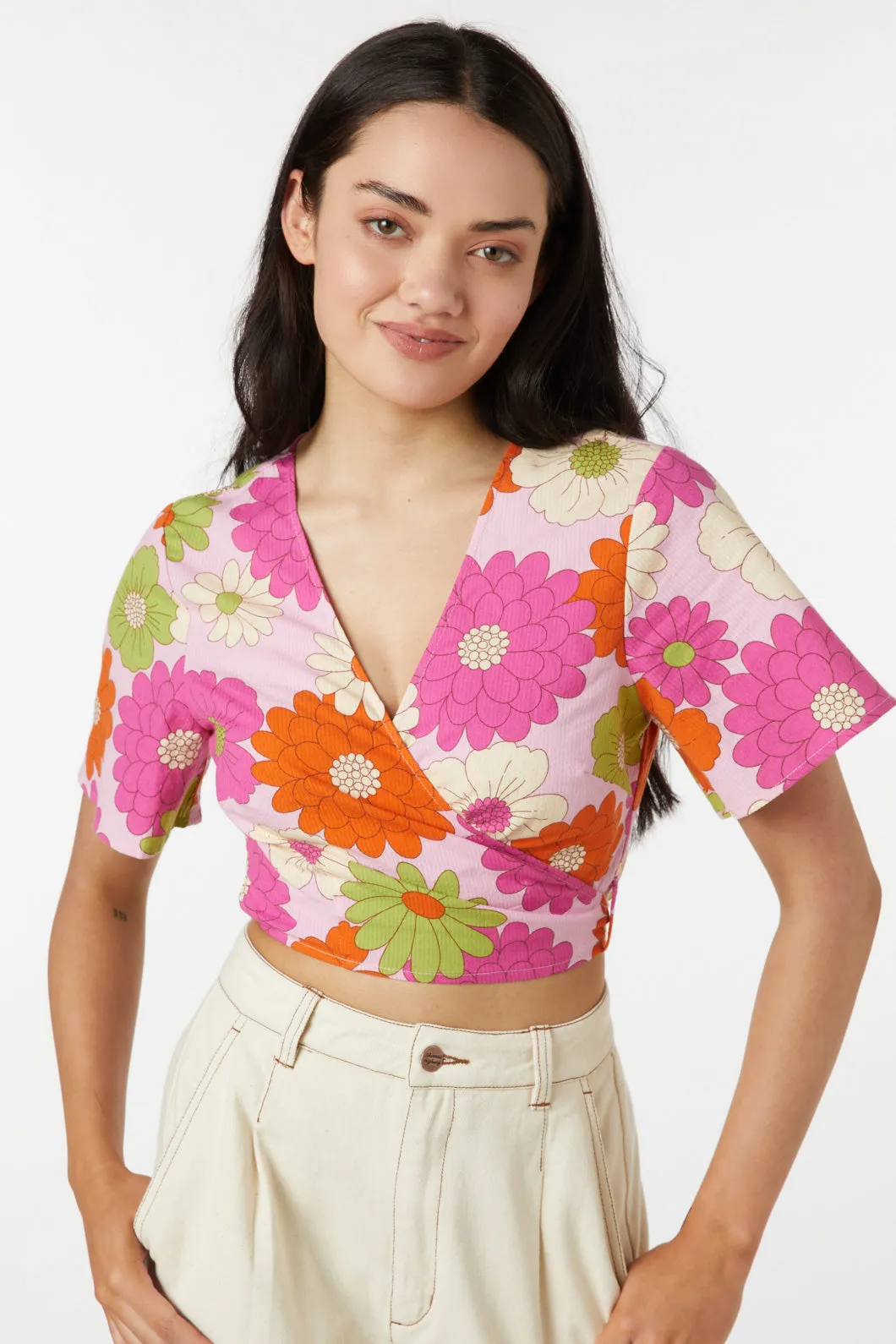 Susan Floral Wrap Top