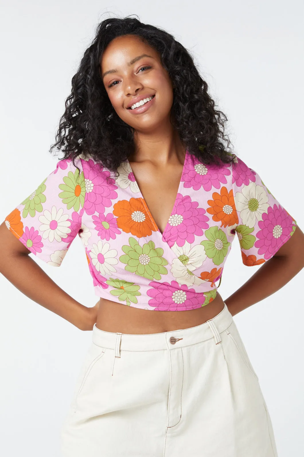 Susan Floral Wrap Top