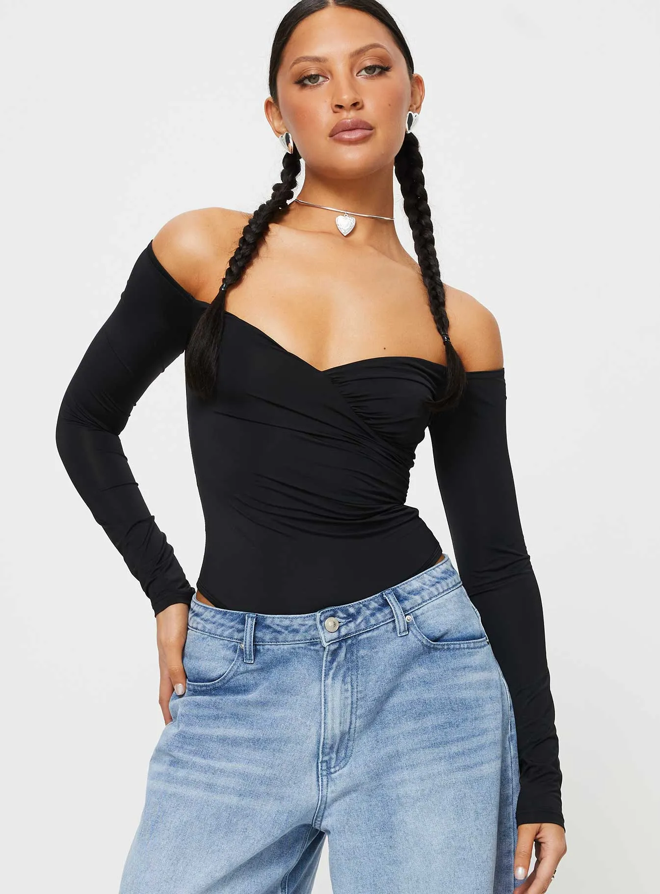 Tarine Wrap Bodysuit Black