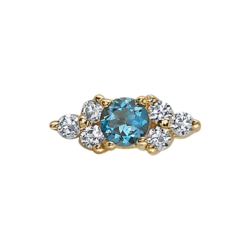 threadless: Embrace Pin in Gold with White CZ & London Blue Topaz