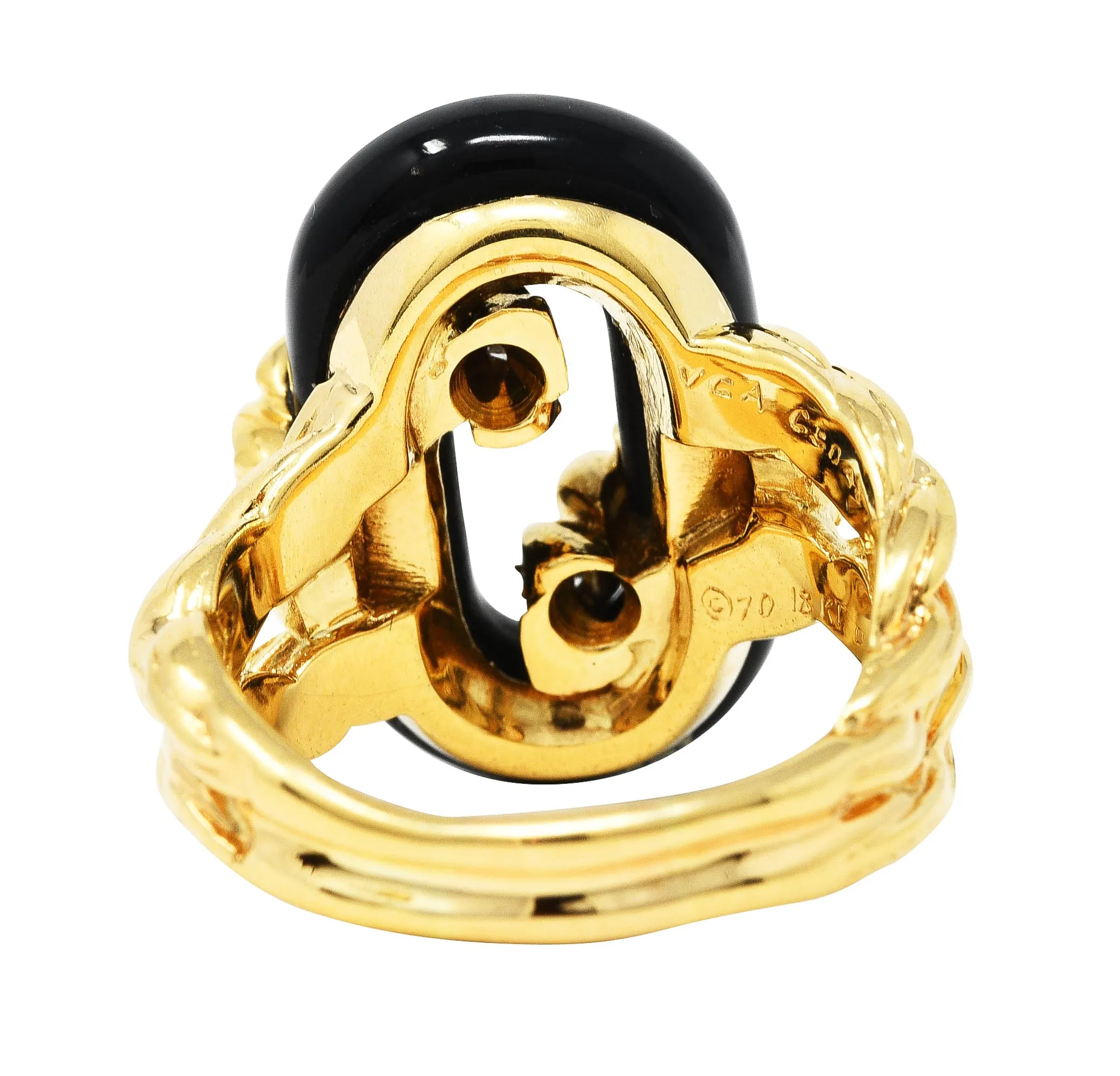 Van Cleef & Arpels Onyx Diamond 18 Karat Gold Linkage Ring