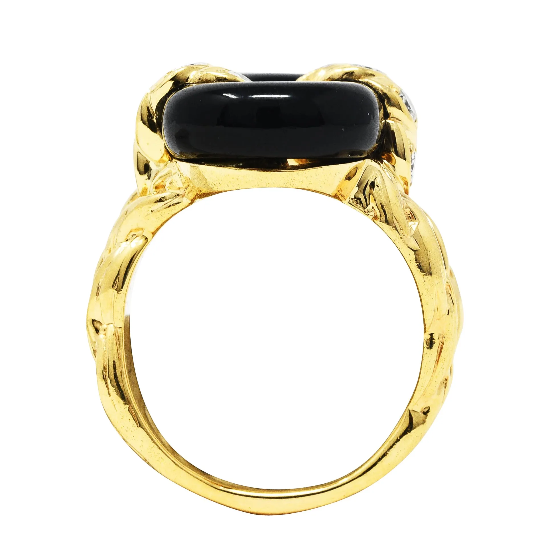 Van Cleef & Arpels Onyx Diamond 18 Karat Gold Linkage Ring