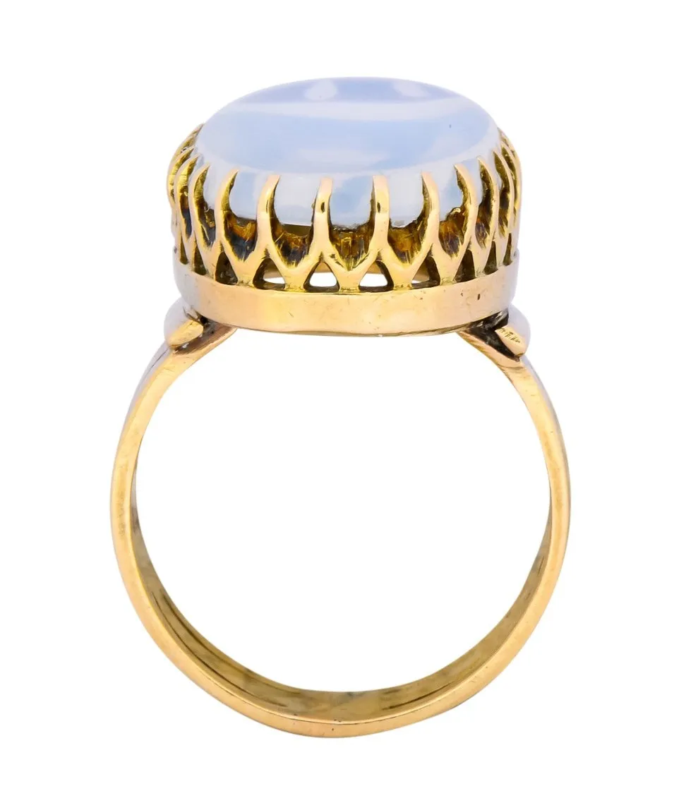 Victorian Moonstone 14 Karat Yellow Gold Ring