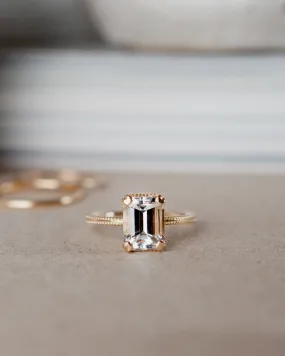 Vintage Style Solitaire Ring with White Topaz