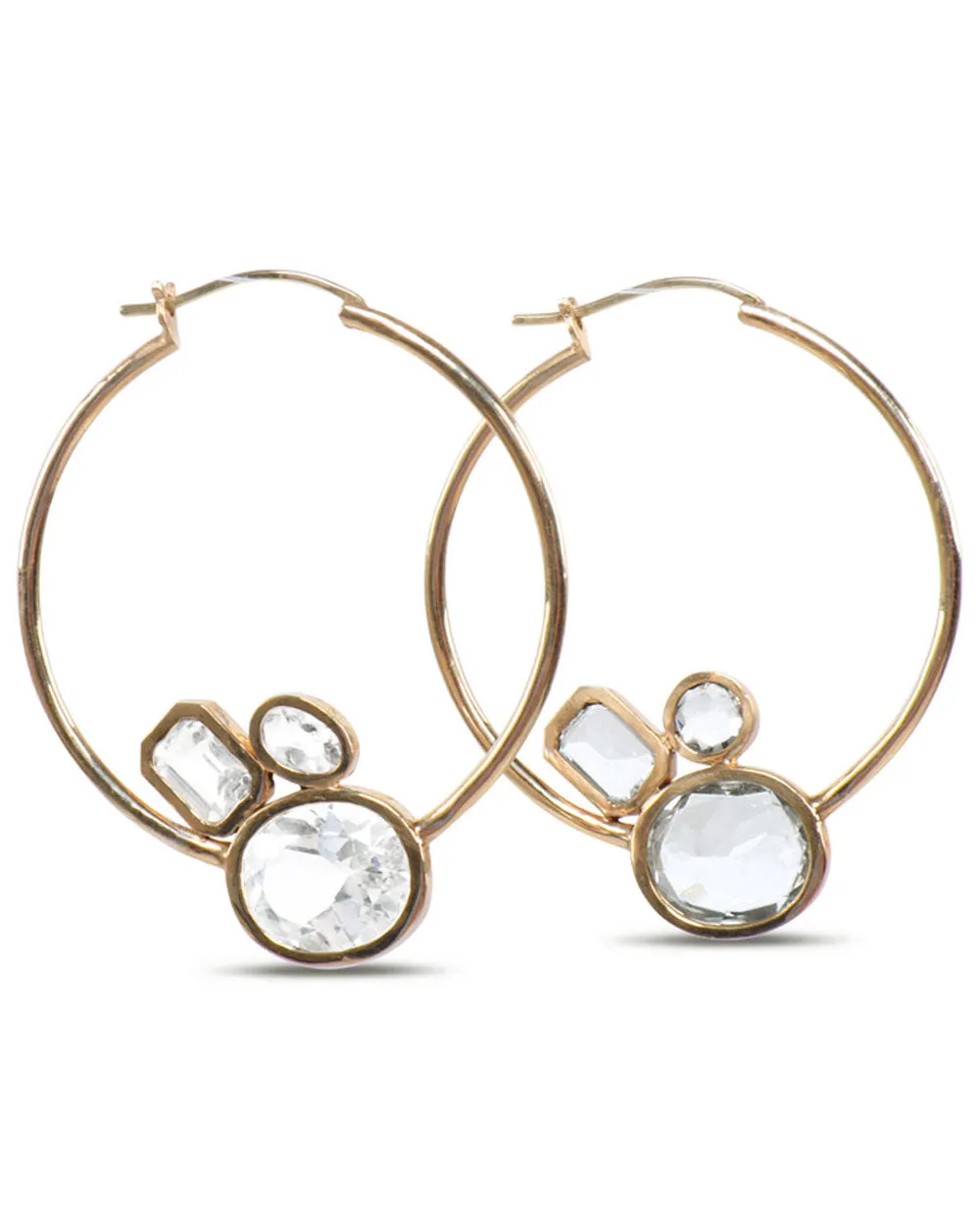 White Topaz Cluster Hoops