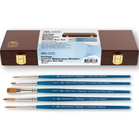 Winsor & Newton Heritage Cotman Watercolour Paint Brushes Wooden Box Set